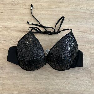 PINK Victoria's Secret Black Sequin Bikini Top